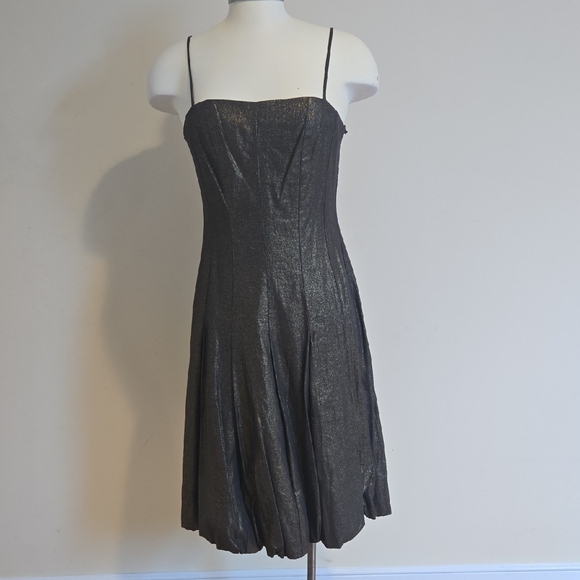 BCBGMaxAzria Strapless Metallic Black Dress